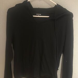 Black Yummie brand Long Sleeve Hoodie Sweatshirt